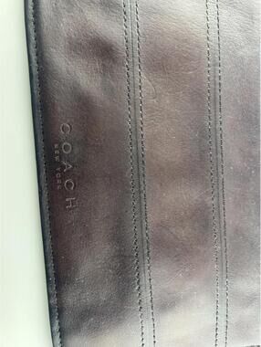 Coach Leather Zip Around Wallet Dark Brown Genuine Leather Organizer